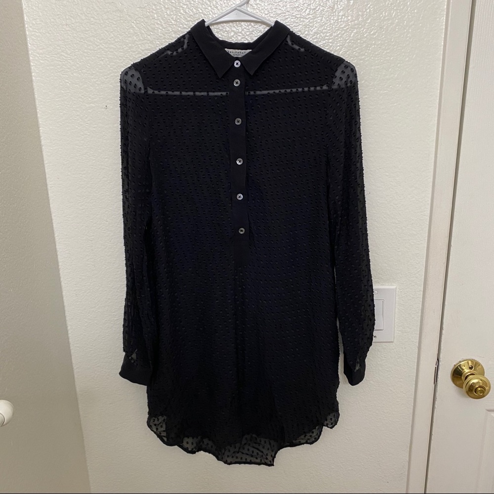 Sheer Black Equipment Long Blouse.